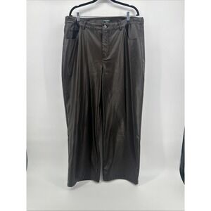NWT Wild Fable Faux Leather Pants Women's 17 Dark Brown Straight Leg Moto Y2K